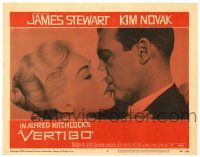 1r972 VERTIGO LC #2 '58 Hitchcock classic, c/u of James Stewart kissing blonde Kim Novak!