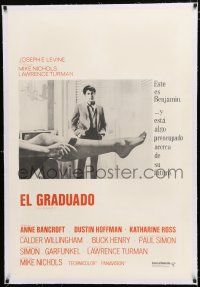 1s152 GRADUATE linen Argentinean '68 classic image of Dustin Hoffman & Anne Bancroft's sexy leg!