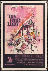 1s154 MY FAIR LADY linen Argentinean '64 classic art of Audrey Hepburn & Rex Harrison by Bob Peak!