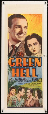 1s105 GREEN HELL linen long Aust daybill '40 Douglas Fairbanks Jr., Joan Bennett, James Whale!