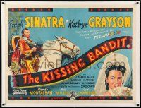 1s113 KISSING BANDIT linen British quad '48 different art of Frank Sinatra on horse & Grayson!