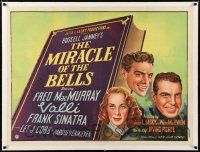 1s115 MIRACLE OF THE BELLS linen British quad '48 different art of Frank Sinatra, Valli & MacMurray!