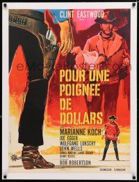 1s196 FISTFUL OF DOLLARS linen French 23x32 '66 Sergio Leone classic, different Tealdi art!