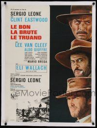 1s200 GOOD, THE BAD & THE UGLY linen French 23x32 '68 Eastwood, Van Cleef, Wallach, Leone classic!