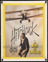 1s215 NORTH BY NORTHWEST linen French 15x21 R74 Hitchcock, classic image of Cary Grant & cropduster