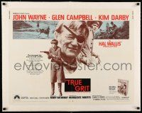 1s068 TRUE GRIT linen 1/2sh '69 John Wayne as Rooster Cogburn, Kim Darby, Glen Campbell