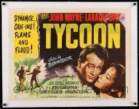 1s070 TYCOON linen style B 1/2sh '47 great close up romantic artwork of John Wayne & Laraine Day!