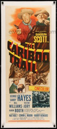1s012 CARIBOO TRAIL linen insert '50 Randolph Scott & Gabby Hayes vs Native American Indians!