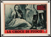 1s184 FUGITIVE linen Italian 13x18 pbusta '48 close up of scared Dolores Del Rio sitting on ground!