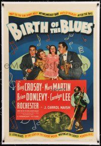 1t025 BIRTH OF THE BLUES linen 1sh '41 Bing Crosby, Carolyn Lee, Donlevy, Mary Martin, Rochester