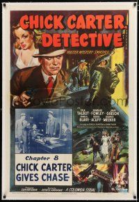1t047 CHICK CARTER DETECTIVE linen chapter 8 1sh '46 Lyle Talbot in both cool art & inset photo!
