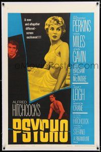 1t248 PSYCHO linen 1sh '60 sexy half-dressed Janet Leigh, Anthony Perkins, Alfred Hitchcock classic!