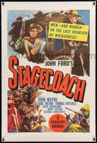 1t305 STAGECOACH linen 1sh R48 John Wayne in the classic movie that made him a huge star!