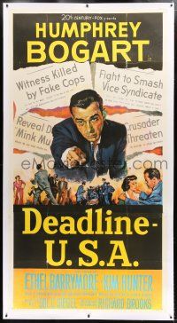 1w039 DEADLINE-U.S.A. linen 3sh '52 newspaper editor Humphrey Bogart, best journalism movie ever!