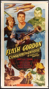 1w044 FLASH GORDON CONQUERS THE UNIVERSE linen 3sh R40s Buster Crabbe & Ming the Merciless!