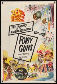 1y458 20TH CENTURY FOX Aust 1sh 1950s cool hand litho stock poster, Forty Guns!