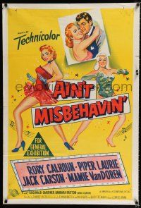 1y463 AIN'T MISBEHAVIN' Aust 1sh '55 sexy artwork of Piper Laurie & Mamie Van Doren!