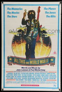 1y466 ALL THIS & WORLD WAR II Aust 1sh '77 Lennon & McCartney, art of hippie w/gas mask & bombers!