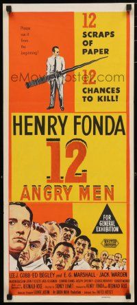 1y693 12 ANGRY MEN Aust daybill '57 Henry Fonda, Sidney Lumet courtroom jury classic!