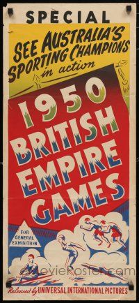 1y694 1950 BRITISH EMPIRE GAMES Aust daybill '50s sporting champions in action!