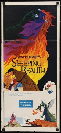 1y032 SLEEPING BEAUTY Aust daybill R1970s Walt Disney cartoon fairy tale classic, used in New Zealand!