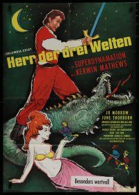1y275 3 WORLDS OF GULLIVER German '60 Harryhausen fantasy classic, giant Kerwin Mathews!