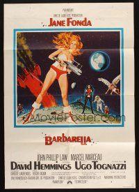 1y284 BARBARELLA German '68 sexiest sci-fi art of Jane Fonda by Robert McGinnis, Roger Vadim!