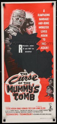 1y026 CURSE OF THE MUMMY'S TOMB Aust daybill daybill '64 half-bandage, all blood-curdling horror!