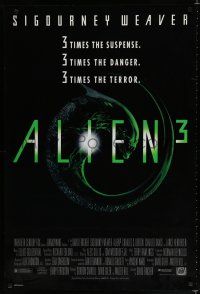 1z043 ALIEN 3 1sh '92 Sigourney Weaver, 3 times the danger, 3 times the terror!