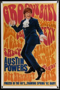 1z076 AUSTIN POWERS: INT'L MAN OF MYSTERY teaser 1sh '97 Mike Myers is frozen in 60s thawing 97!