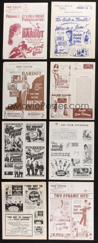 2a005 LOT OF 8 SAMPLE HERALDS MOSTLY FROM SEXPLOITATION MOVIES '50s-60s Brigitte Bardot & more!
