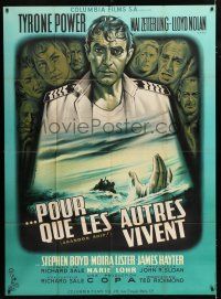 2b277 ABANDON SHIP French 1p '57 wonderful different art of Tyrone Power & cast by Jean Mascii!