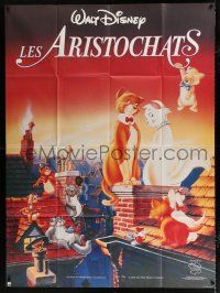 2b295 ARISTOCATS French 1p R87 Walt Disney feline jazz musical cartoon, great rooftop image!