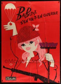 2b297 BABETTE GOES TO WAR French 1p '60 wonderful Lefor Openo art of sexy soldier Brigitte Bardot!