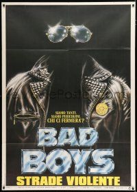 2b013 BAD BOYS Italian 1p '83 cool different art of invisible man with shades & leather jacket!