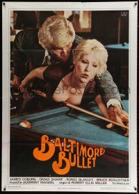 2b015 BALTIMORE BULLET Italian 1p '80 different image of James Coburn teaching Cisse Cameron pool!