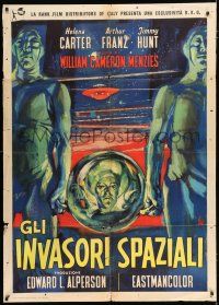 2b073 INVADERS FROM MARS Italian 1p '58 classic monsters from outer space, different Fratini art!