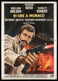 2b168 21 HOURS AT MUNICH Italian 2p '77 great Piovano artwork of Franco Nero shooting gun!