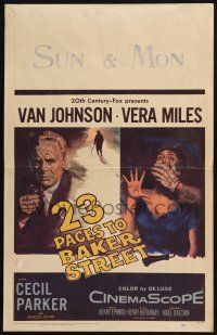 2b602 23 PACES TO BAKER STREET WC '56 cool artwork of Van Johnson & scared Vera Miles!
