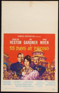 2b605 55 DAYS AT PEKING WC '63 art of Charlton Heston, Ava Gardner & David Niven by Terpning!