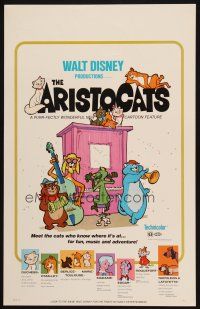 2b625 ARISTOCATS WC '71 Walt Disney feline jazz musical cartoon, great colorful image!