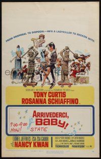2b627 ARRIVEDERCI, BABY WC '66 Tony Curtis is a ladykiller, great wacky Jack Davis art!