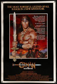 2c394 CONAN THE DESTROYER 40x60 '84 Arnold Schwarzenegger is the most powerful legend of all!