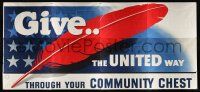 2c036 UNITED WAY: GIVE THROUGH YOUR COMMUNITY CHEST billboard '30s art of huge red feather & flag!