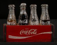 2c019 COCA-COLA Spanish miniature soft drink bottle set '40s really neat, some almost full!