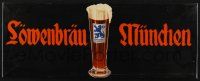 2c024 LOWENBRAU metal German advertising sign '50s artwork of glass of refreshing beer!