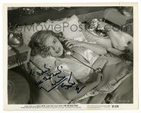 2d002 LIZABETH SCOTT signed 8x10 still '53 sexy c/u laying in bed w/ phone from Bad For Each Other!
