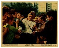 2d059 REBEL WITHOUT A CAUSE color 8x10 still #10 '55 James Dean grabbed by angry classmates!