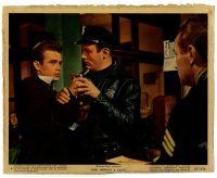 2d060 REBEL WITHOUT A CAUSE color 8x10 still #4 '55 James Dean scuffles with cop at police station!