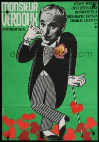 2e002 MONSIEUR VERDOUX Hungarian 22x32 '74 Charlie Chaplin as modern French Bluebeard!